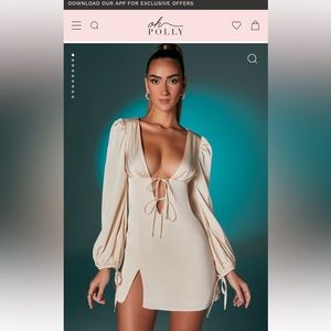 Oh Polly - VANNA Balloon Sleeve Mini Dress in Ivory